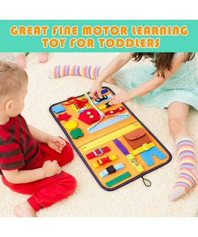 Kids Busy Board Montessori Activity Sensory Toy for Fine Motor Skills 19-In-1 Quiet Felt Educational Plane Car Travel Toy Por...