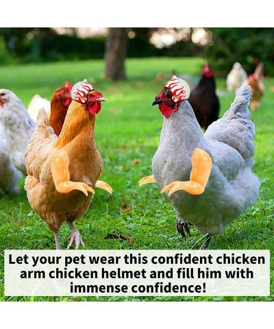 2 Pieces Pet Chicken Toys Include Chicken Doll Arms and Chicken Helmet Safety Helmet for Chickens Hens Cocks Toys Prank Cospl...