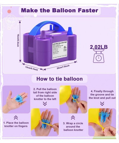 IDAODAN Electric Air Balloon Pump Portable Dual Nozzle Electric Balloon Inflator/Blower Noisemakers for Party Decoration - 11...