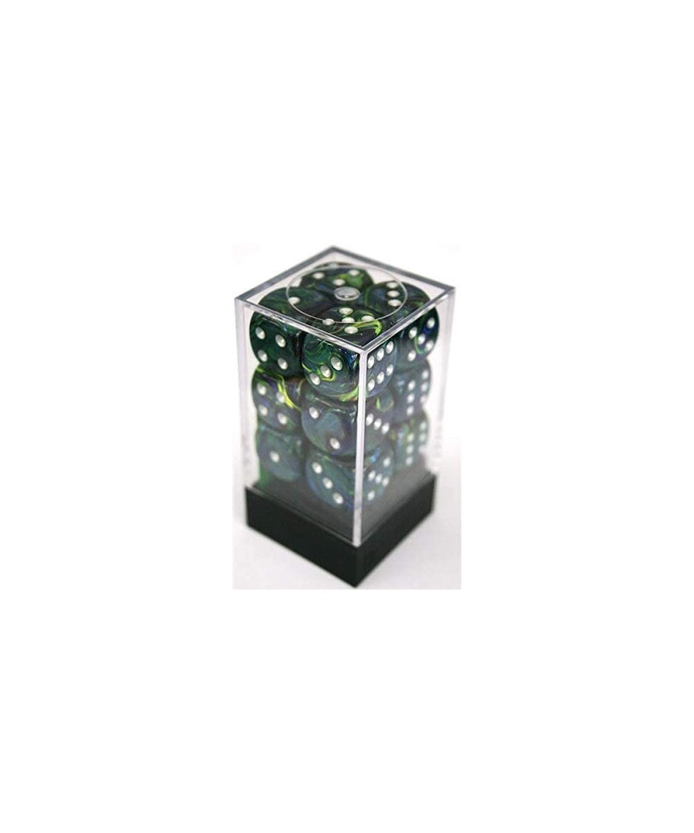 Dice d6 Sets: Festive Green with Silver (Blue-Green) - 16mm Six Sided Die (12) Block of Dice $19.48 Game Accessories