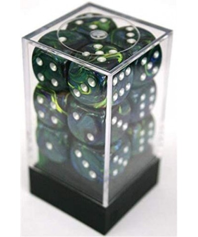 Dice d6 Sets: Festive Green with Silver (Blue-Green) - 16mm Six Sided Die (12) Block of Dice $19.48 Game Accessories