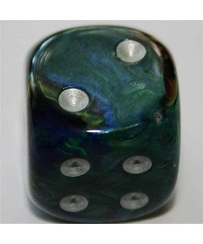 Dice d6 Sets: Festive Green with Silver (Blue-Green) - 16mm Six Sided Die (12) Block of Dice $19.48 Game Accessories