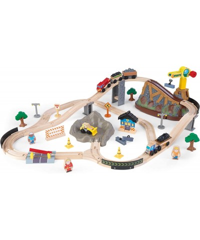 Bucket Top Construction Wooden Train Set with Bulldozer Working Crane Tracks Storage and 61 Play Pieces Gift for Ages 3+ $138...