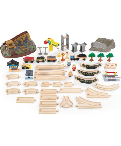 Bucket Top Construction Wooden Train Set with Bulldozer Working Crane Tracks Storage and 61 Play Pieces Gift for Ages 3+ $138...