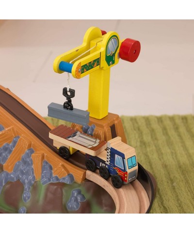 Bucket Top Construction Wooden Train Set with Bulldozer Working Crane Tracks Storage and 61 Play Pieces Gift for Ages 3+ $138...