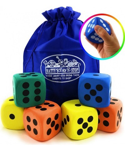 Deluxe Giant 3.15" EVA Foam Dice (Pack of 6) with Bonus Matty's Toy Stop Storage Bag $35.24 Game Accessories