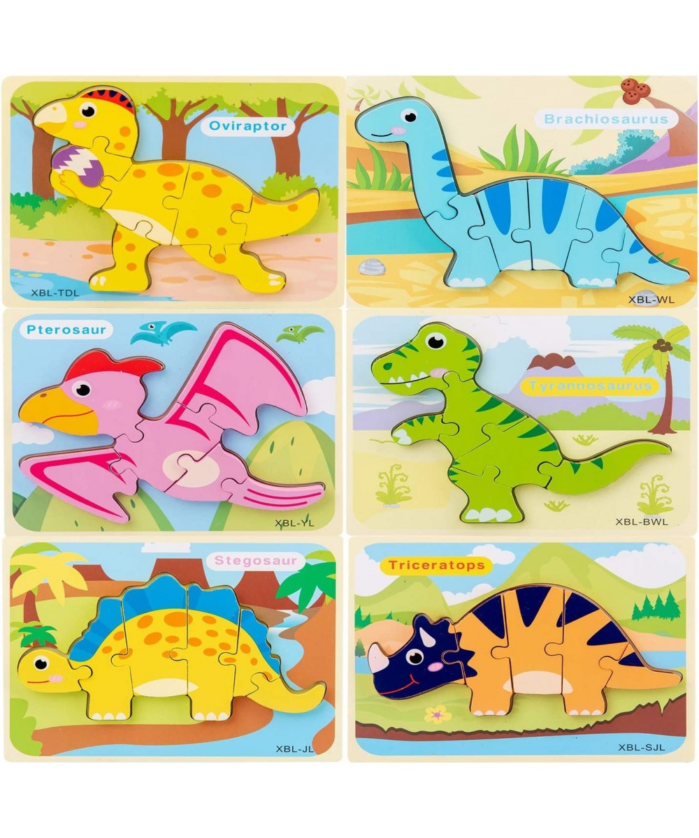 Todder Puzzles Set of 6 Dinosaur Wooden Puzzle for Toddler Kids 3+ Year Old Educational Toys for Preschool Kindergarten Boys ...