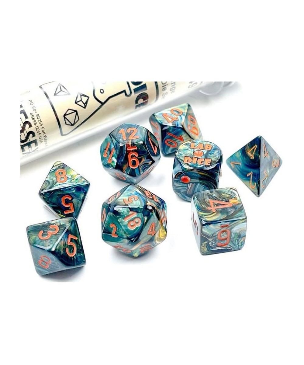 Alpestris Lustrous Dice with Orange Numbers 7+1 Dice Set 16mm (5/8in) Limited Edition Lab Dice Chessex $20.87 Game Accessories