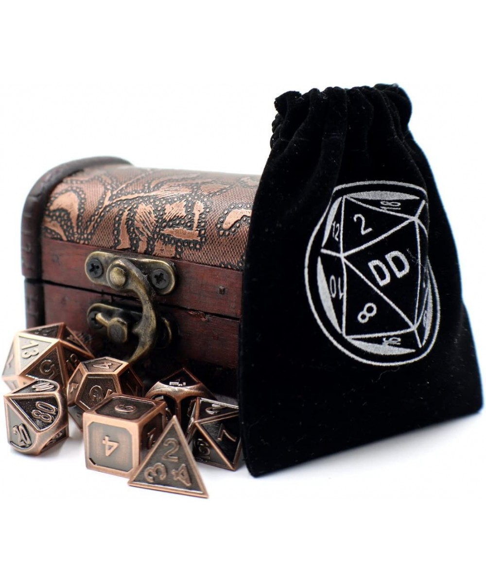 Metal Dice Set with Bronze Border and Storage Chest for Tabletop Games $60.61 Game Accessories