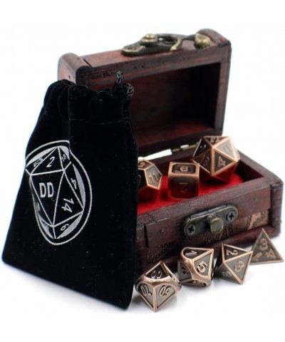 Metal Dice Set with Bronze Border and Storage Chest for Tabletop Games $60.61 Game Accessories