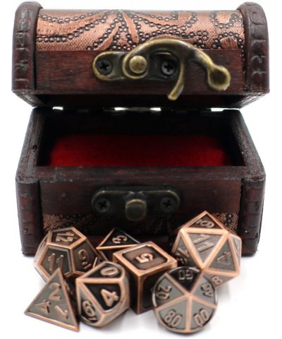 Metal Dice Set with Bronze Border and Storage Chest for Tabletop Games $60.61 Game Accessories