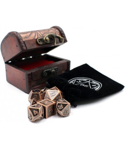 Metal Dice Set with Bronze Border and Storage Chest for Tabletop Games $60.61 Game Accessories