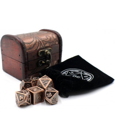 Metal Dice Set with Bronze Border and Storage Chest for Tabletop Games $60.61 Game Accessories