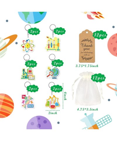 Science Party Favors 12 Sets with Keychains Thank You Kraft Tags and Organza Bags for Scientist Theme Birthday Party Classroo...