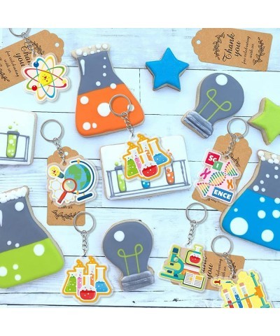 Science Party Favors 12 Sets with Keychains Thank You Kraft Tags and Organza Bags for Scientist Theme Birthday Party Classroo...