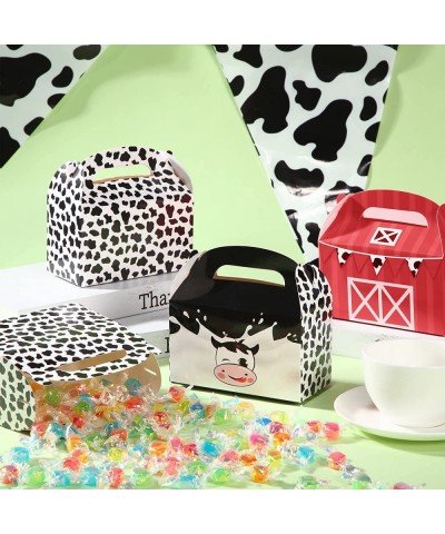 24 Pieces Cow Bags Party Birthday Cow Boxes Candy Print Treat Bags Farm Goodie Boxes Animal Baby Shower Cow Theme Kids Girl B...