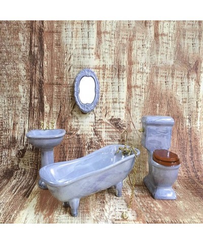 Dollhouse Furniture Miniature Bathroom Set Purple Bathroom Accessories 4PCS-1:12 Scale (Violet) $54.74 Dollhouse Accessories