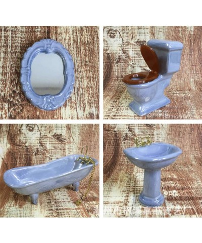 Dollhouse Furniture Miniature Bathroom Set Purple Bathroom Accessories 4PCS-1:12 Scale (Violet) $54.74 Dollhouse Accessories