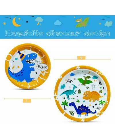 Dinosaur Party Supplies - Dinosaur Tableware Set for Boys Birthday Baby Shower Dinner Dessert Plates Napkins Serves 16 Guests...