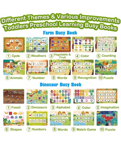 2 Pack Busy Book Montessori Toys for Kids Preschool Learning Travel Toy Quiet Books for Toddlers (Dinosaur+Farm) $32.73 Early...