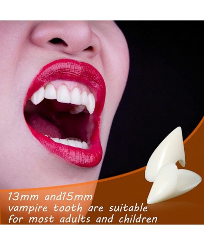 12 Pairs Vampire Fangs Teeth Costume 4 Size Fake Teeth with Tooth Pellets and Installation Tool Instruction False Teeth Prop ...