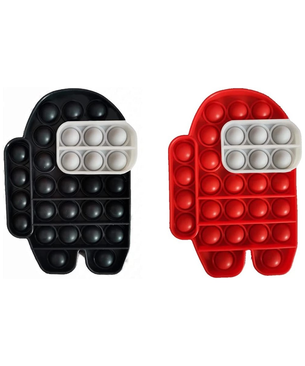 Push Popping Bubble Sensory Fidget Toys Among Stress Reliever Silicone Stress Reliever Toys-Black+Red $32.66 Fidget Toys