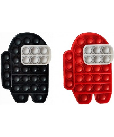 Push Popping Bubble Sensory Fidget Toys Among Stress Reliever Silicone Stress Reliever Toys-Black+Red $32.66 Fidget Toys