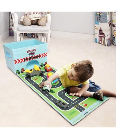 Toy Cars Storage Box Car Toys Box with Speed Roads (Not Included Cars)-Sky Blue $43.17 Play Figure Playsets