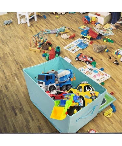 Toy Cars Storage Box Car Toys Box with Speed Roads (Not Included Cars)-Sky Blue $43.17 Play Figure Playsets