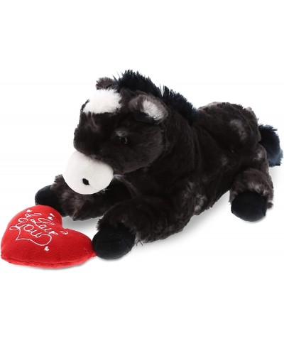 I Love You Wild Lying Black Horse Plush - Cute Stuffed Animal with Heart and with Name Personalization for Valentines Anniver...