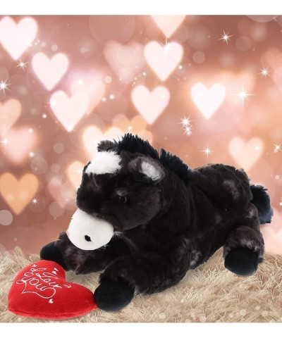 I Love You Wild Lying Black Horse Plush - Cute Stuffed Animal with Heart and with Name Personalization for Valentines Anniver...