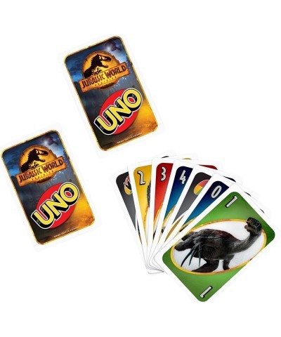 UNO Jurassic World Dominion Card Game with Movie-Themed Deck Special Rule and Storage Tin Gift and Collectible for Dinosaur F...