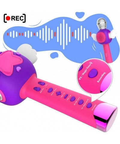 Toys for 3-12 Year Old Girls Karaoke Microphone for Kids Karaoke Wireless Toy Microphone with Speaker Recording Magic Voice a...