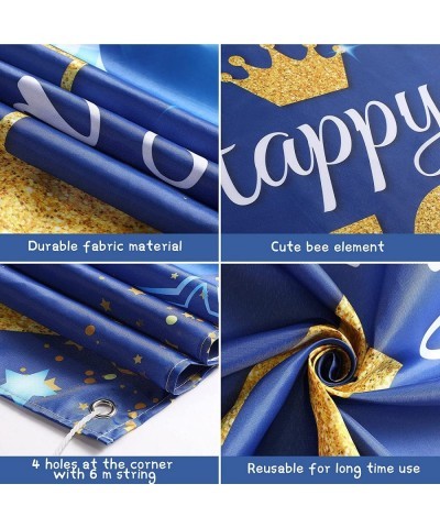 1/2 Birthday Decoration Backdrop Blue and Gold Half Birthday Banner 6 Months Happy Birthday Background Half Birthday Party Su...