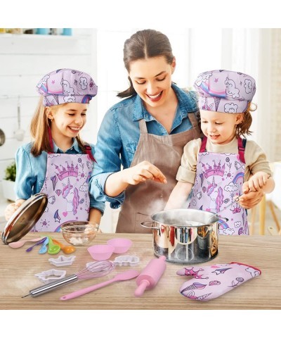 Complete Kids Cooking and Baking Set - 27 Pcs Includes Aprons for Girls Chef Hat Mitt & Utensil to Dress Up Chef Costume Care...