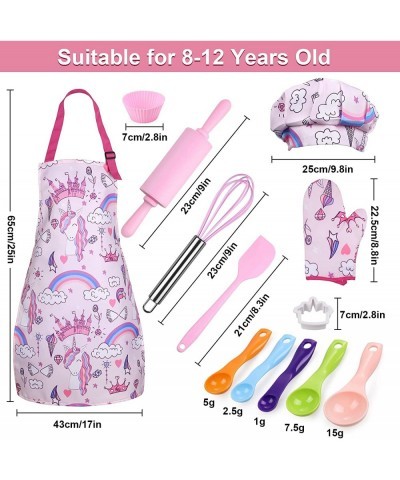 Complete Kids Cooking and Baking Set - 27 Pcs Includes Aprons for Girls Chef Hat Mitt & Utensil to Dress Up Chef Costume Care...