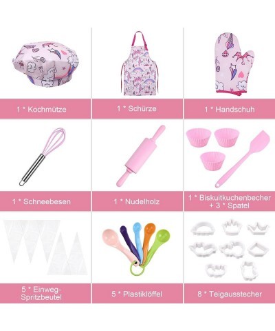 Complete Kids Cooking and Baking Set - 27 Pcs Includes Aprons for Girls Chef Hat Mitt & Utensil to Dress Up Chef Costume Care...