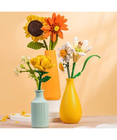 Flowers Bouquet Set Building Kit DIY Sunflower Artificial Flowers Arrangement Plants Collection Creative STEM Building Toy Pr...