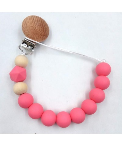 5pcs Natural Beech Wood Pacifier Clips Teething Grasping Toy Suspender Clips Charm Antique DIY Wooden Pacifier Chain Accessor...