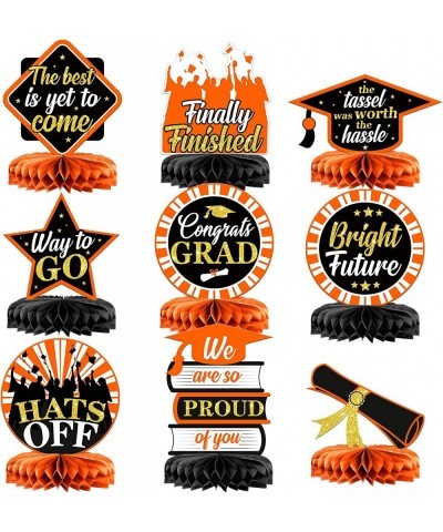 9 Pieces Graduation Honeycomb Centerpieces - Congrats Grad Honeycomb Centerpiece | Graduation Table Toppers Graduation Center...