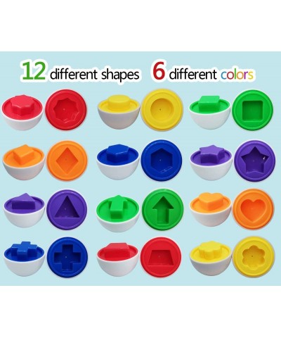 12pcs Color and Shape Matching Egg Set Montessori Toddler Education Classification Toys for Fine Motor Skills of The Fingers ...