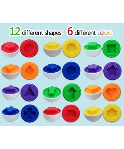 12pcs Color and Shape Matching Egg Set Montessori Toddler Education Classification Toys for Fine Motor Skills of The Fingers ...