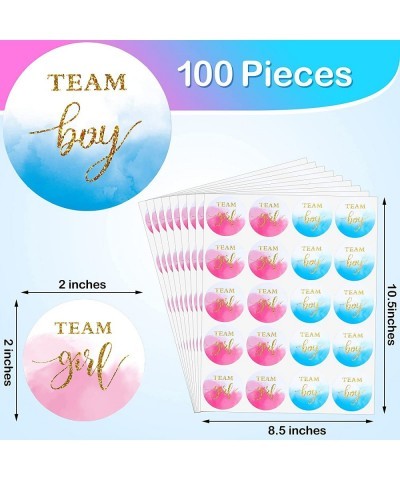 100 Pieces Gold Watercolor Gender Reveal Stickers 2 Inches Gold Glitter Team Girl Team Boy Labels Pink and Blue Stickers for ...