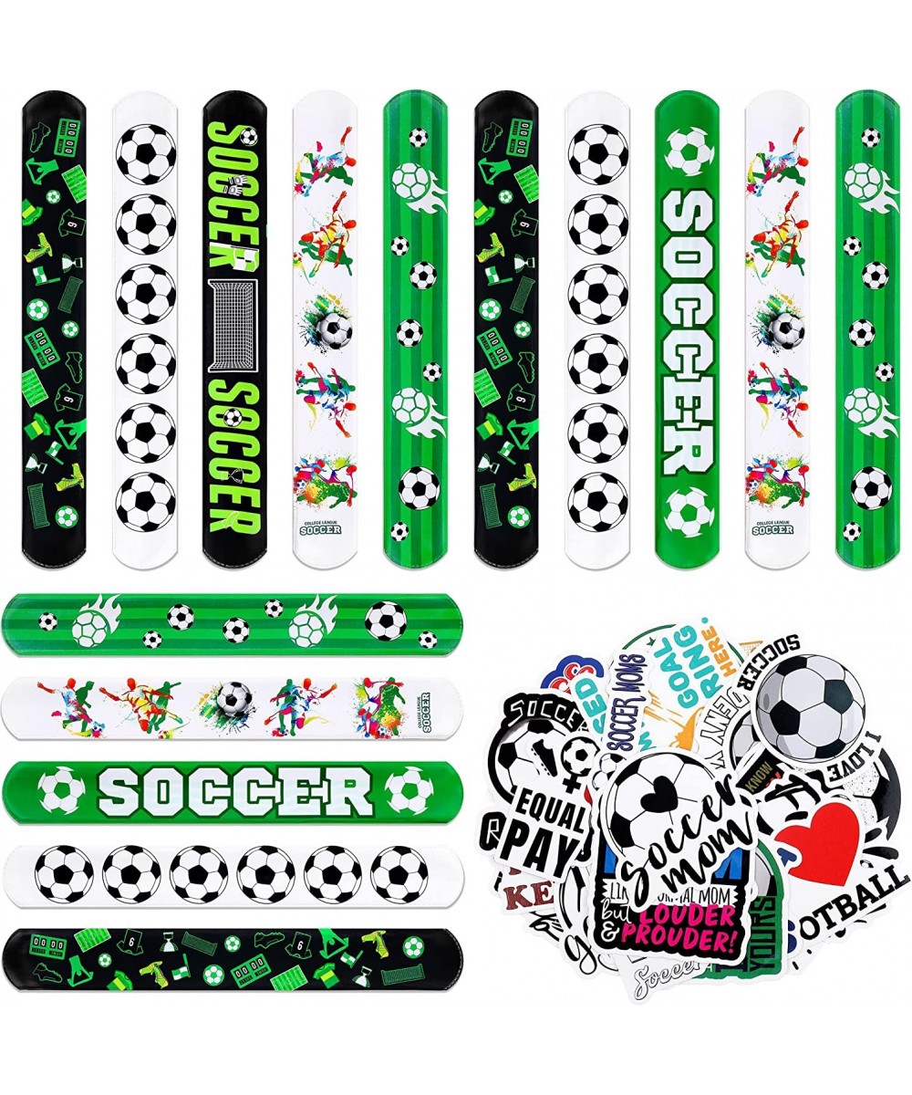 98 Pcs Soccer Slap Bracelets Set Soccer Party Favors Soccer Stickers Birthday Gifts Soccer Party Decorations for Kids Boys Fo...