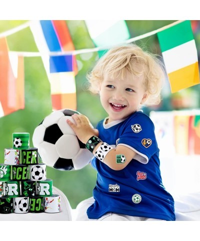 98 Pcs Soccer Slap Bracelets Set Soccer Party Favors Soccer Stickers Birthday Gifts Soccer Party Decorations for Kids Boys Fo...