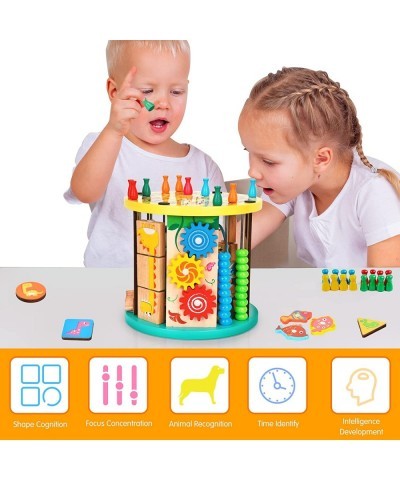 Locababy Activity Cube 10-in-1 Wooden Educational Toy Baby Activity Cube Developmental Toddler Center Montessori Toy with Blo...