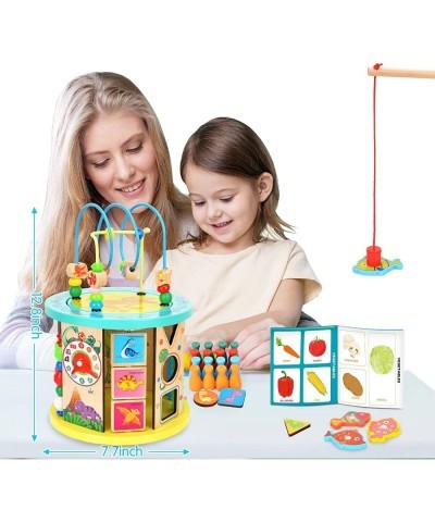 Locababy Activity Cube 10-in-1 Wooden Educational Toy Baby Activity Cube Developmental Toddler Center Montessori Toy with Blo...