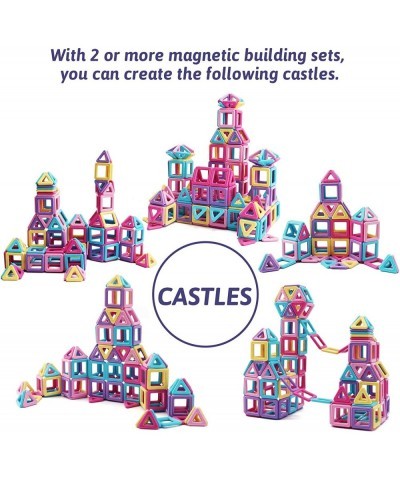 Amy&Benton 131PCS Mini Castle Magnetic Building Blocks for Kids Girls Magnetic Blocks Toddlers Magnetic Building Tiles Magnet...