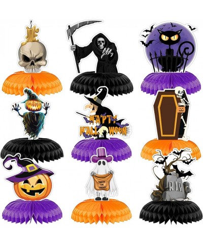 9Pcs Halloween Party Table Decorations Ghost Pumpkin Skull Witches Honeycomb Centerpiece for Halloween Haunted House Themed P...