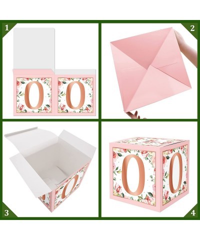 Rose Gold Floral One Balloons Boxes Decoration Baby First Birthday Backdrop Blocks Pink Flowers Photo Centerpieces One Year A...